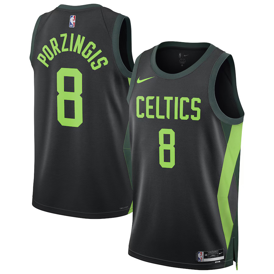Men Boston Celtics #8 Kristaps Porzingis Nike Black City Edition 2024-25 Swingman Player NBA Jersey->customized nba jersey->Custom Jersey